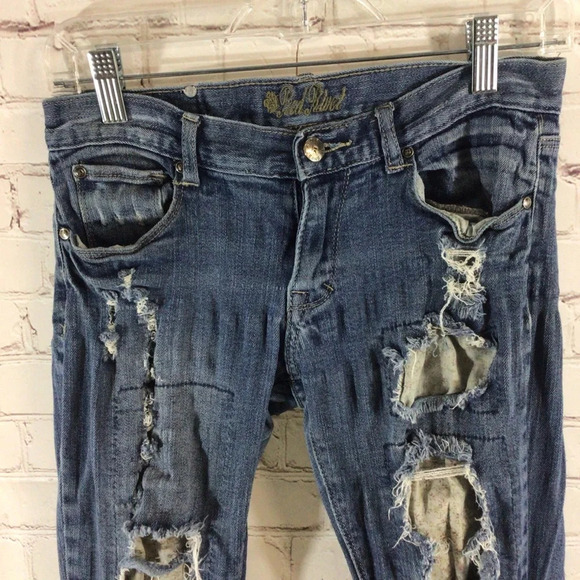 Junior’s Red Rivet Distressed Medium Wash Denim Blue Jeans - Size 5 - Picture 2 of 10